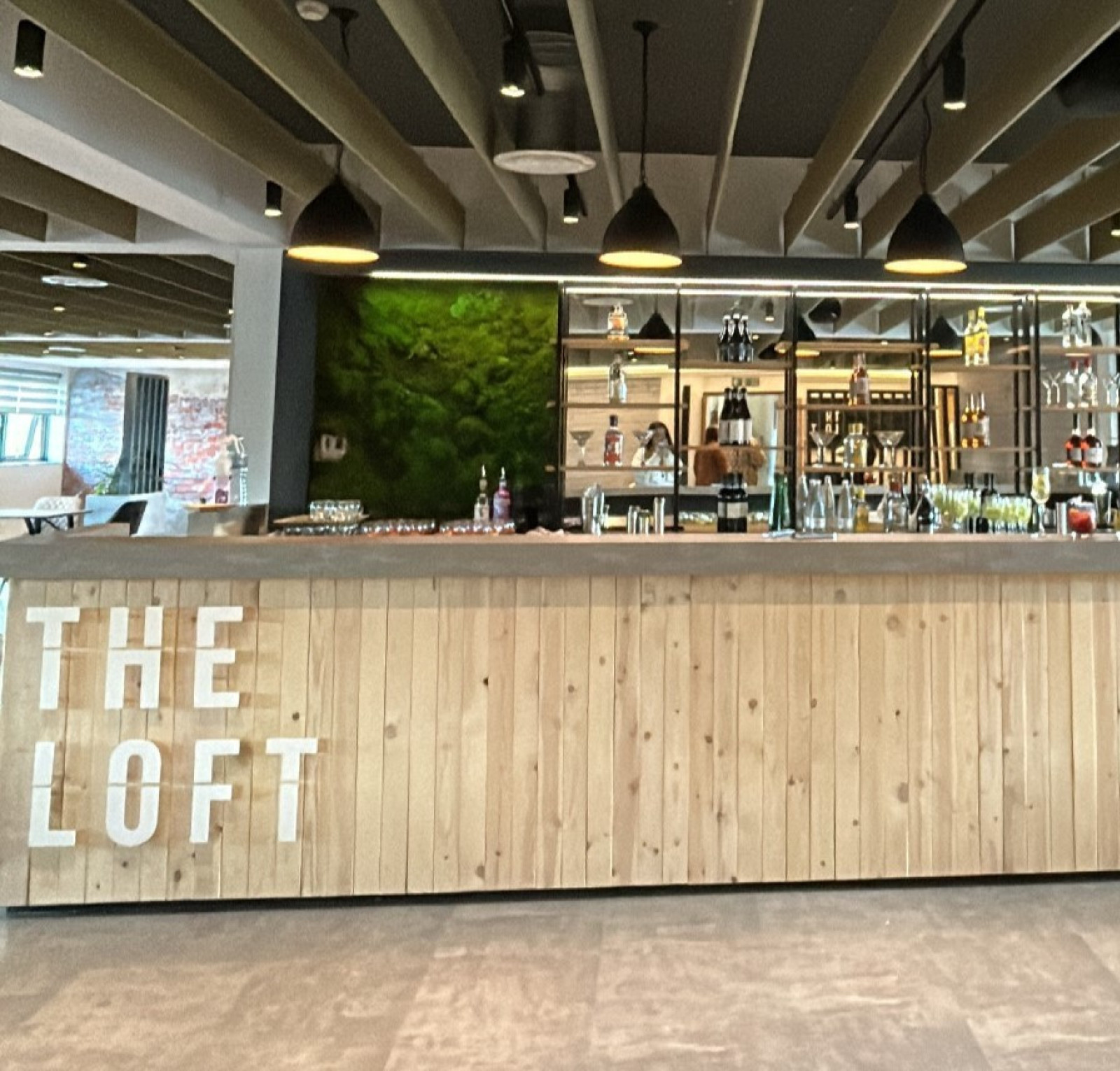 modern looking bar with wooden panels