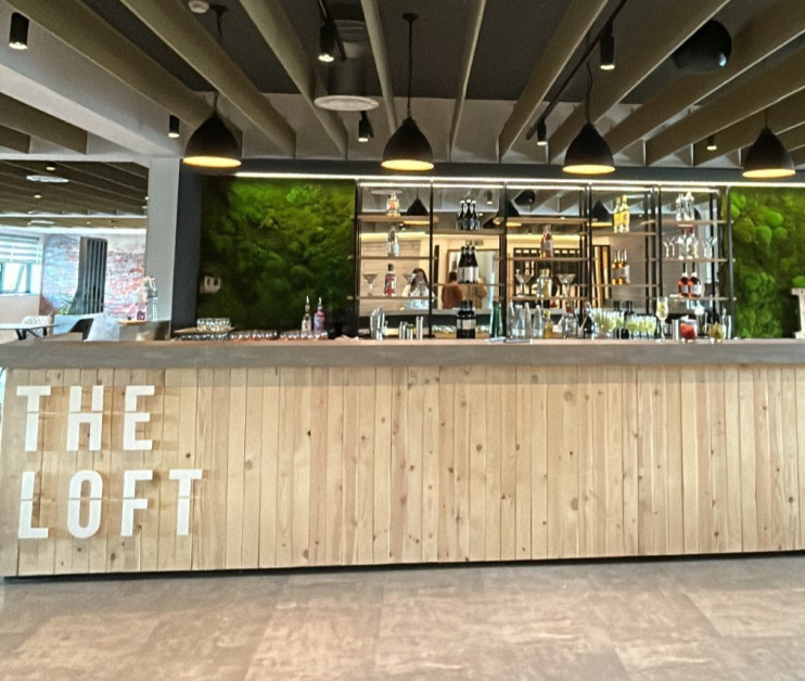 modern looking bar with wooden panels