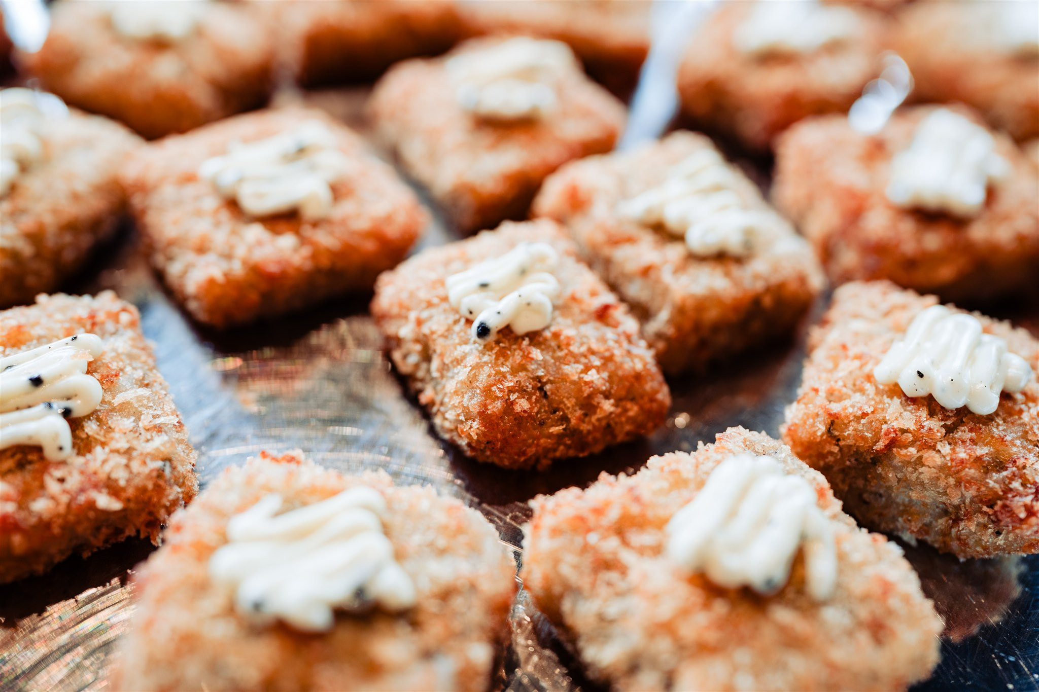 canapes on wooden board