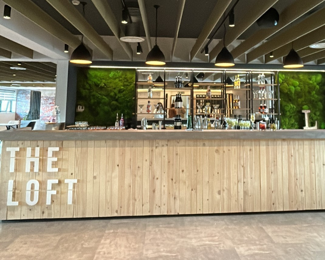 modern looking bar with wooden panels